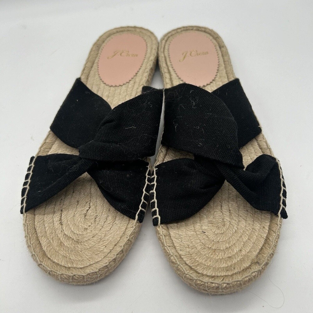 J.Crew Women's Twisted Knot Espadrille Sandals in Black Canvas Size 9.5 - Picture 4 of 8